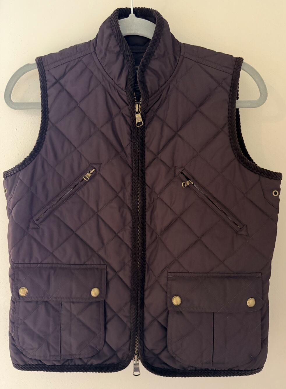 Lauren Ralph Lauren LRL Quilted Vest Womens S Brown Corduroy Trim Equestrian